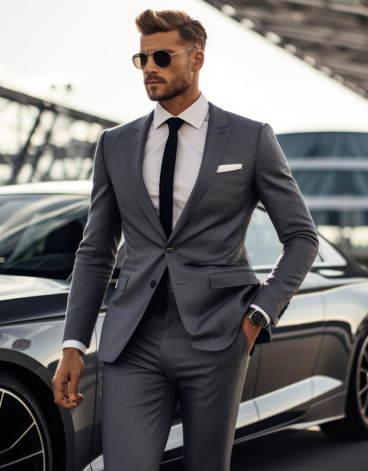 Custom-made L-egance Blue Groomsmen Wedding Suits and Shirts Combo - Custom-made Peak Lapel Men's Two Piece Slim Fit Suit and a Shirt