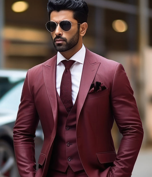 Custom-made L-egance Blue Groomsmen Wedding Suits and Shirts Combo - Custom-made Peak Lapel Men's Three Piece Slim Fit Suit and a Shirt