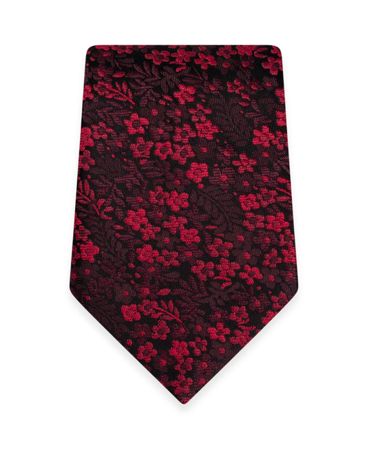 Floral Apple Red Self-Tie Windsor Tie NWFAR