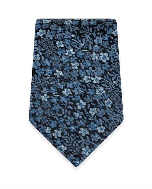 Floral Slate Blue Self-Tie Windsor Tie NWFSL