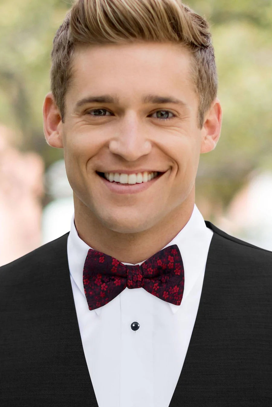 Floral Apple Red Bow Tie NBFAR
