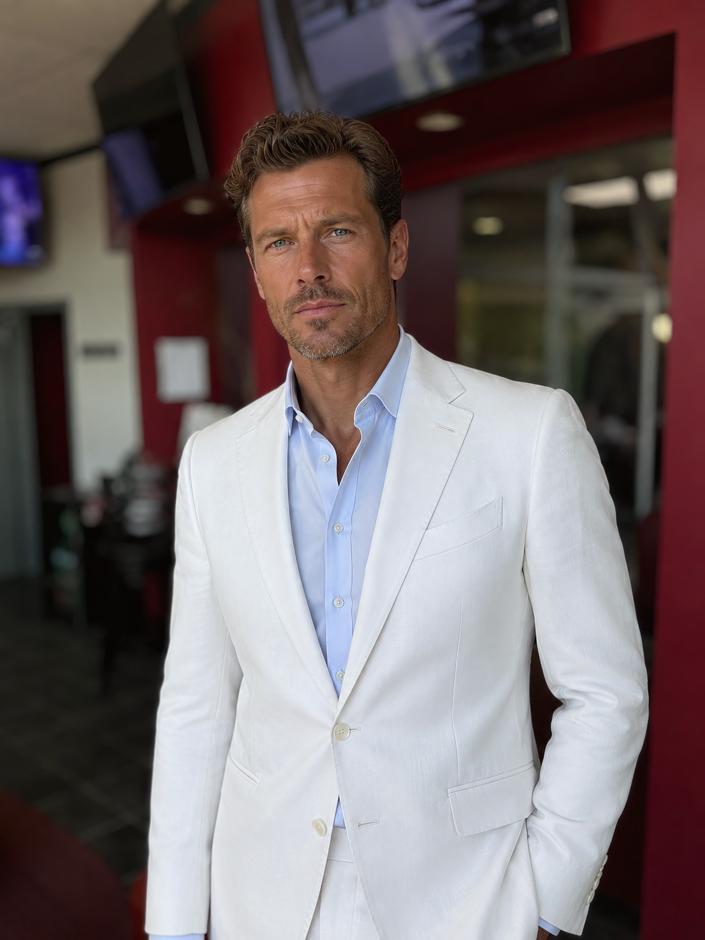 BESPOKE C.O.D.E Pure Linen Suits / White - Hand-made Single Breasted Notch Lapel Men's Two Piece Slim Fit Suit