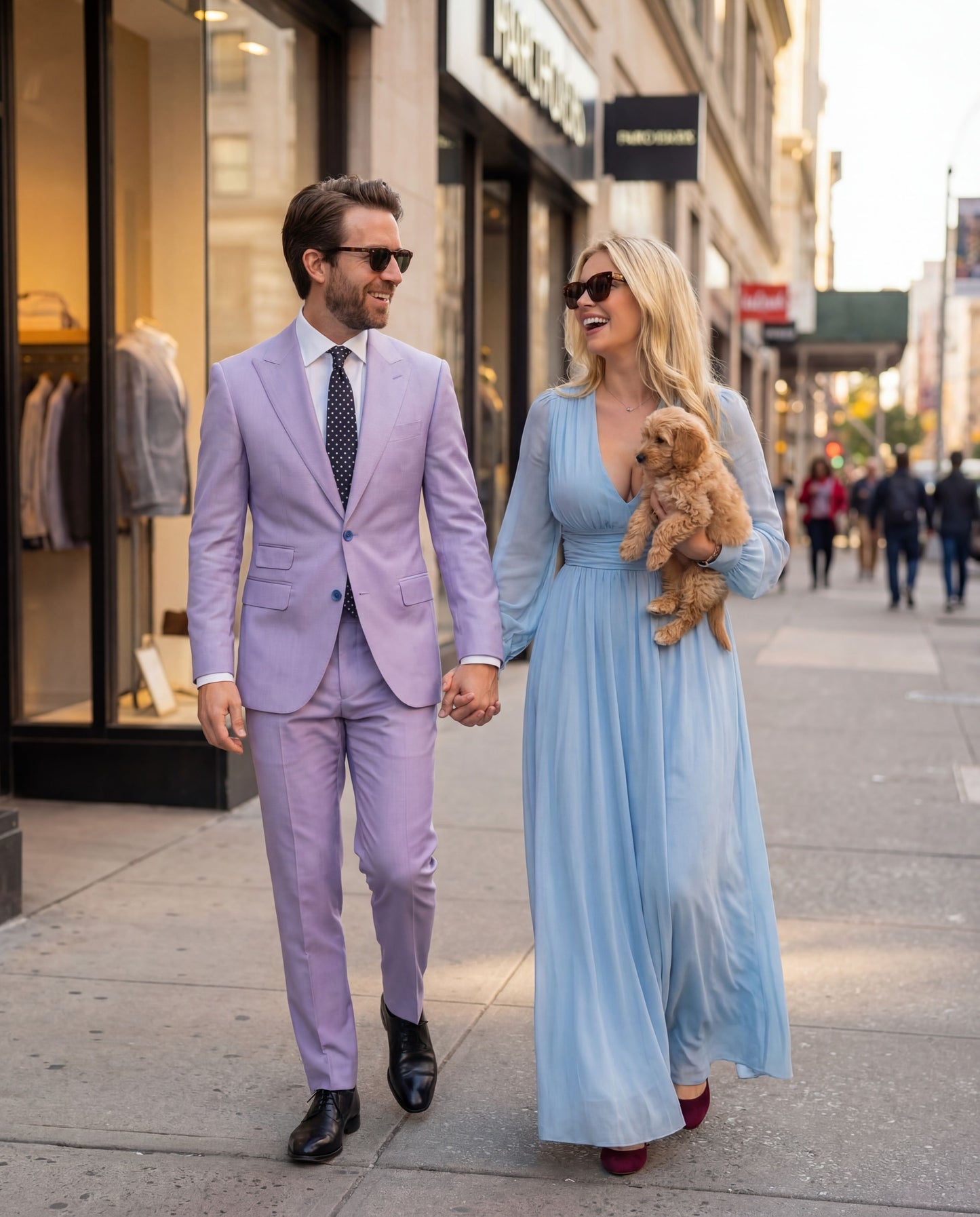 Custom-made Stellanos Muted Violet-Blue Groomsmen Wedding Suits - Custom-made Peak Lapel Men's Two Piece Slim Fit Suit