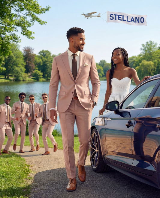 Custom-made Stellanos Misty Rose Groomsmen Wedding Suits - Custom-made Notch Lapel Men's Two Piece Slim Fit Suit (Copy)