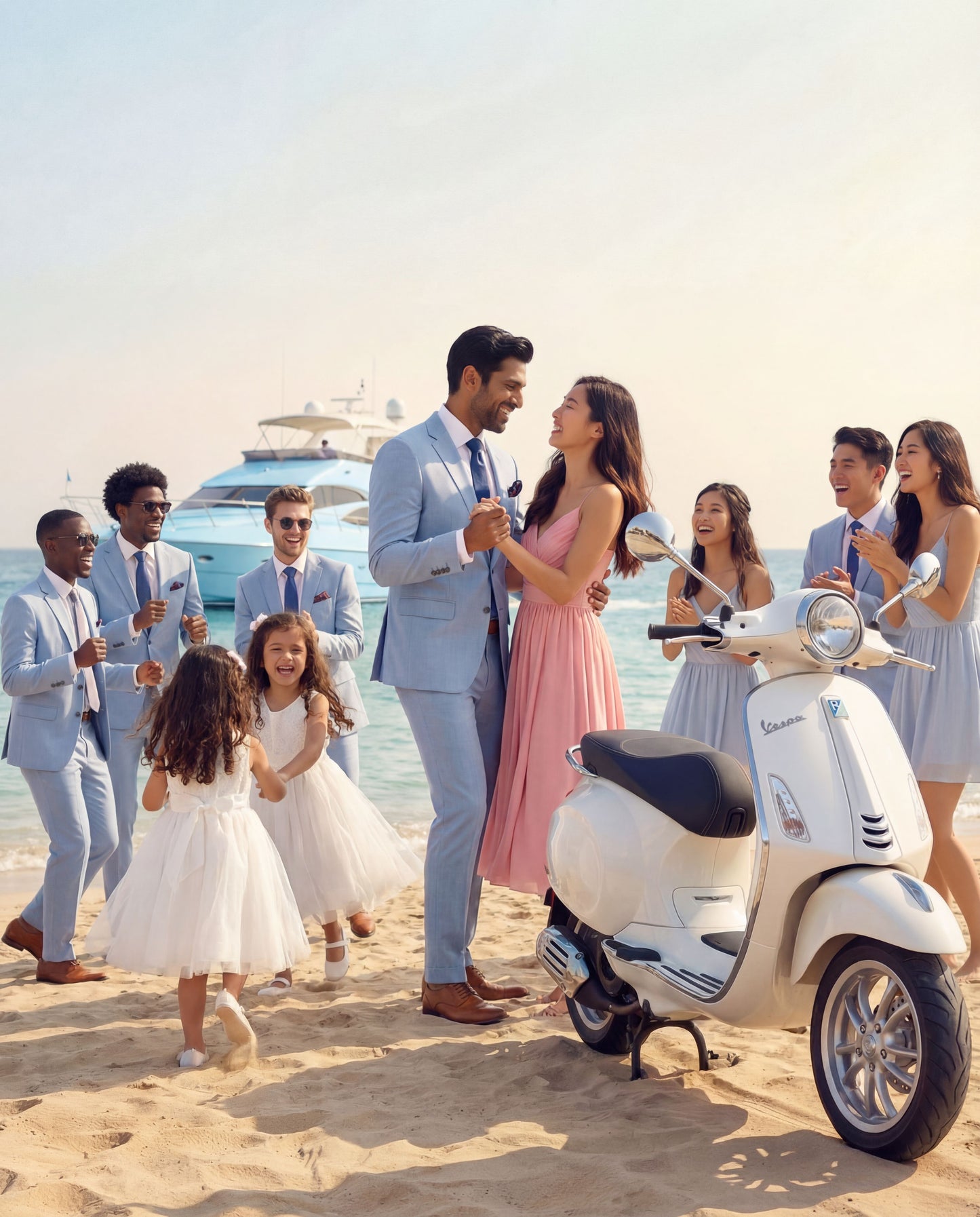 Custom-made Stellanos  Light Steel Blue Groomsmen Wedding Suits - Custom-made Notch Lapel Men's Two Piece Slim Fit Suit