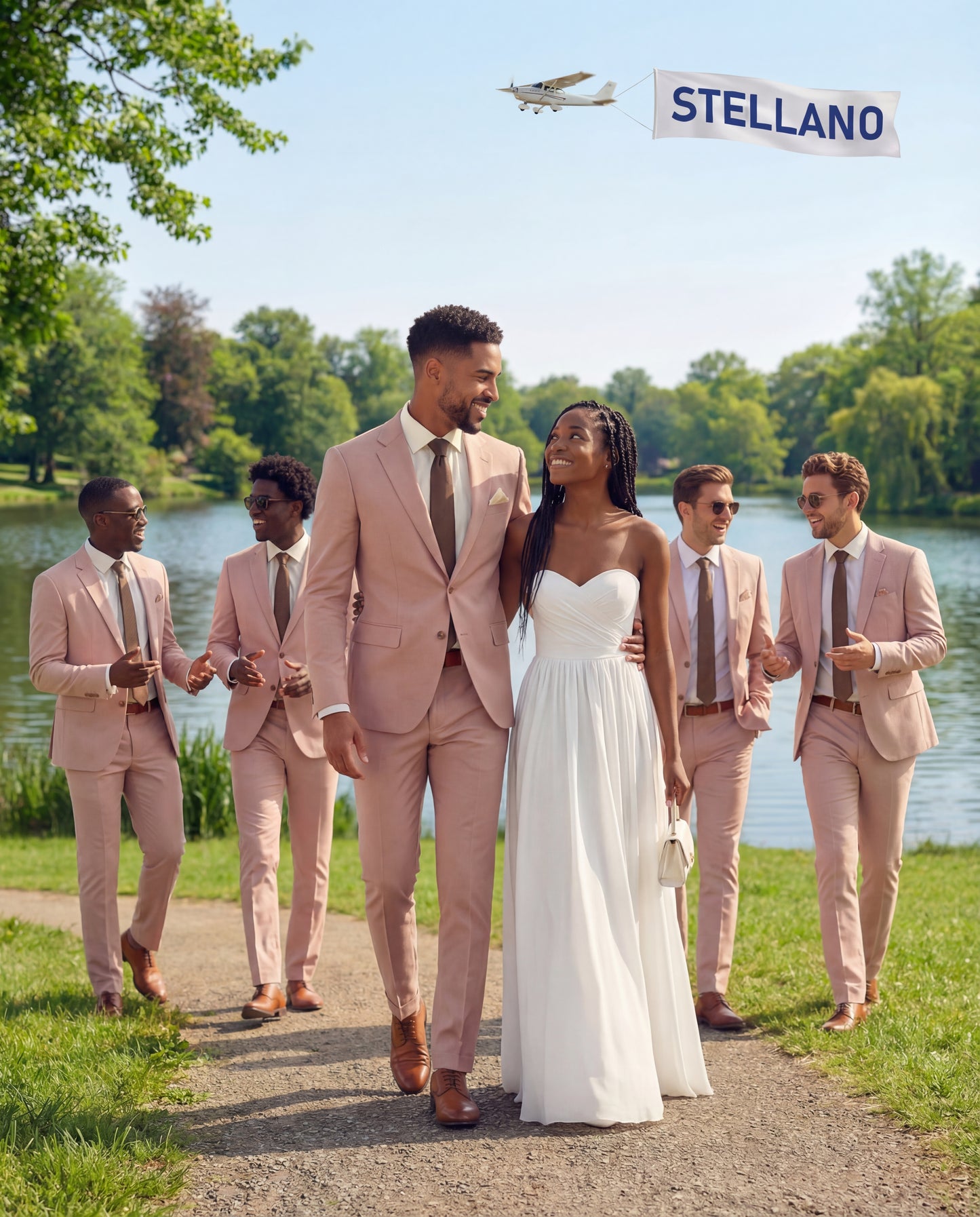 Custom-made Stellanos Misty Rose 1 Groomsmen Wedding Suits - Custom-made Notch Lapel Men's Two Piece Slim Fit Suit
