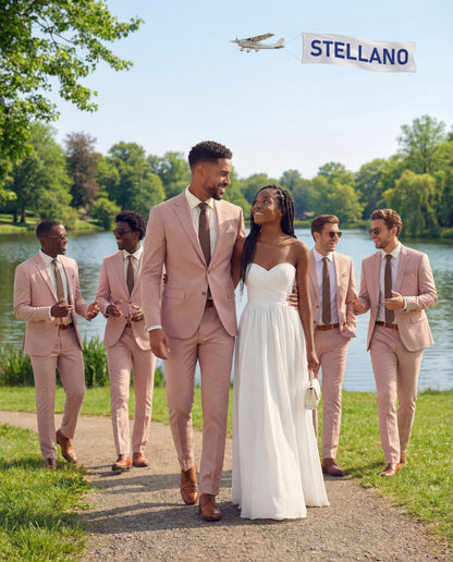 Custom-made Stellanos Misty Rose 1 Groomsmen Wedding Suits - Custom-made Notch Lapel Men's Two Piece Slim Fit Suit