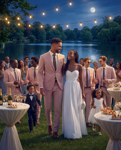 Custom-made Stellanos Misty Rose 1 Groomsmen Wedding Suits - Custom-made Notch Lapel Men's Two Piece Slim Fit Suit