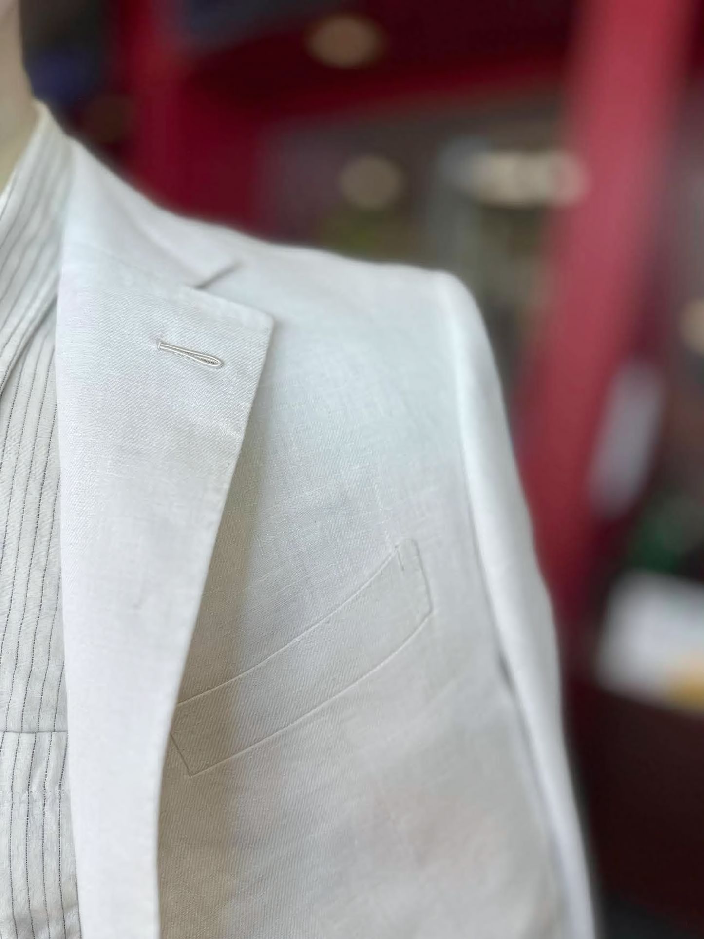 BESPOKE C.O.D.E Pure Linen Suits / White - Hand-made Single Breasted Notch Lapel Men's Two Piece Slim Fit Suit