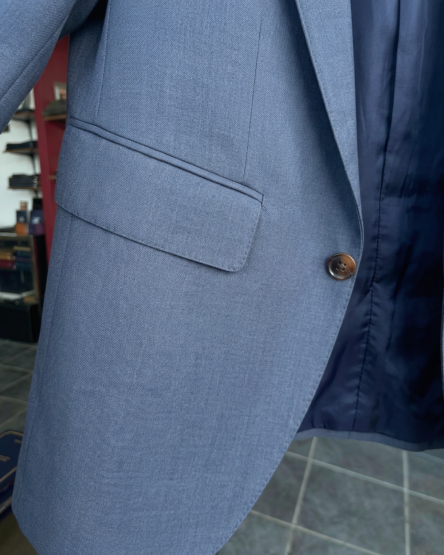 Custom-made L-egance Suits - Custom-made Blue Notch Lapel Men's Two Piece Slim Fit Suit