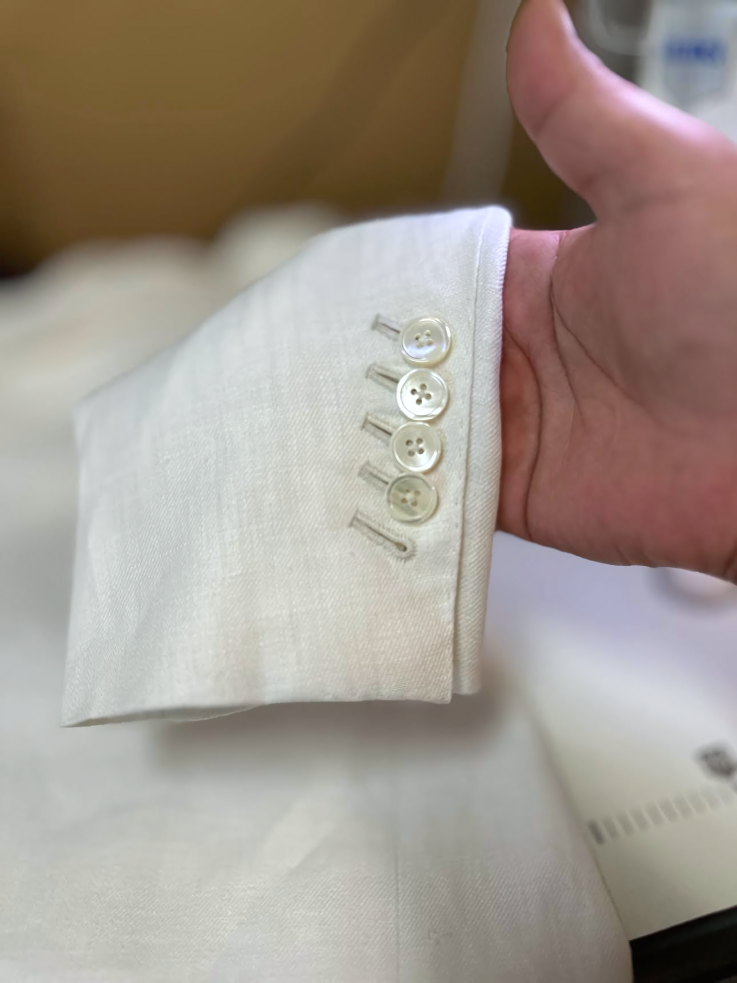 BESPOKE C.O.D.E Pure Linen Suits / White - Hand-made Single Breasted Notch Lapel Men's Two Piece Slim Fit Suit