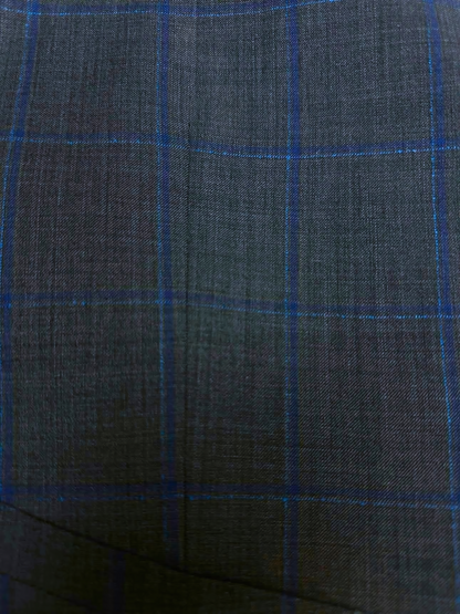 Prestige-5 Custom-made 100% Merino Wool Suits / Grey Plaid - Custom-made Single-Breasted Peak Lapel Men's Three Piece Slim Fit Suit
