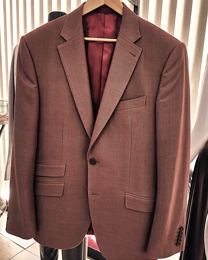 L-egance Custom-made Notch Lapel Men's Three Piece Slim Fit Suit -  Copper Rose Australian Wool-blend Suit