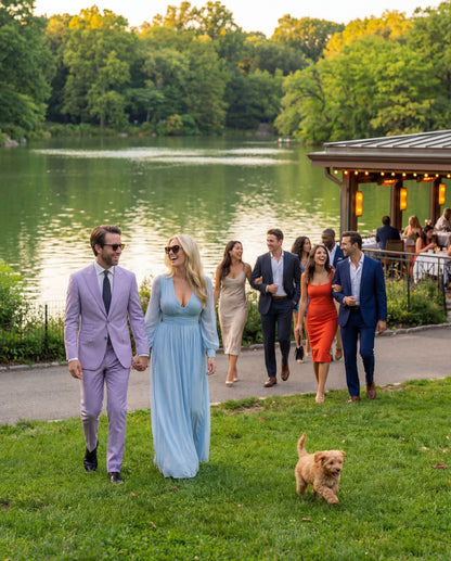 Custom-made Stellanos Muted Violet-Blue Groomsmen Wedding Suits - Custom-made Peak Lapel Men's Two Piece Slim Fit Suit