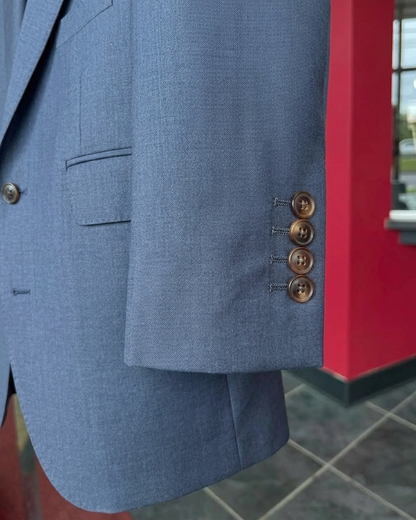 Custom-made L-egance Suits - Custom-made Blue Notch Lapel Men's Two Piece Slim Fit Suit
