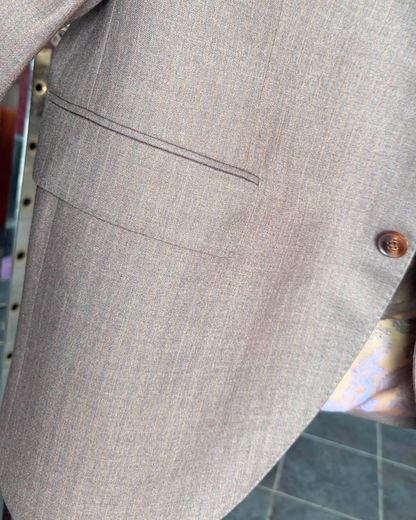 Custom-made L-egance Suits - Custom-made Brown Notch Lapel Men's Two Piece Slim Fit Suit
