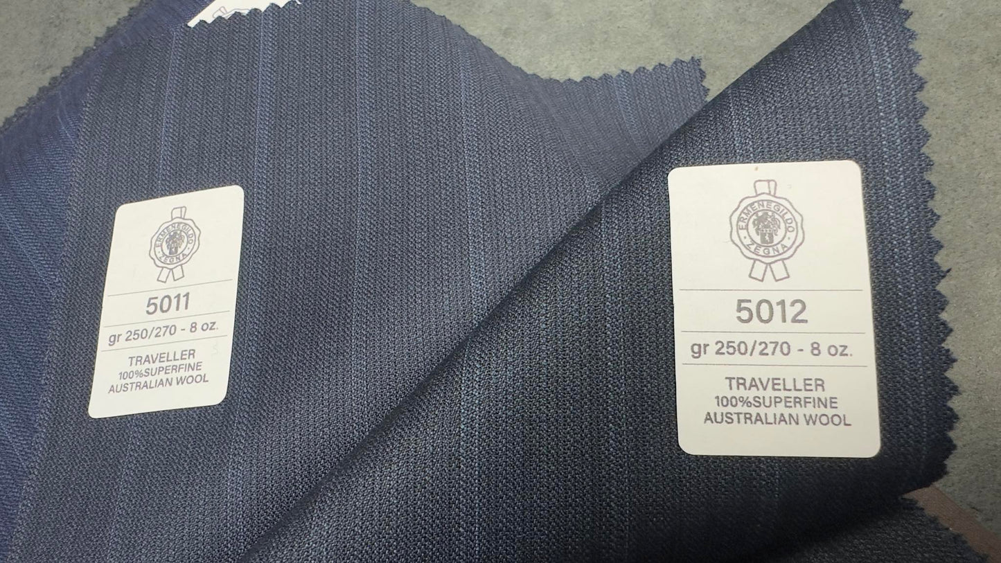 BESPOKE C.O.D.E Ermenegildo Zegna Light Charcoal Striped Suits - Hand-made Double Breasted Peak Lapel Men's Two Piece Slim Fit Suit