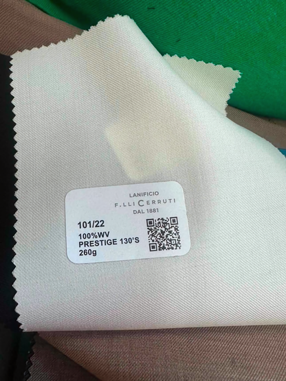 BESPOKE C.O.D.E 100% Wool Suits / Off-White - Hand-made Double-Breasted Peak Lapel Men's Two Piece Modern Fit Suit