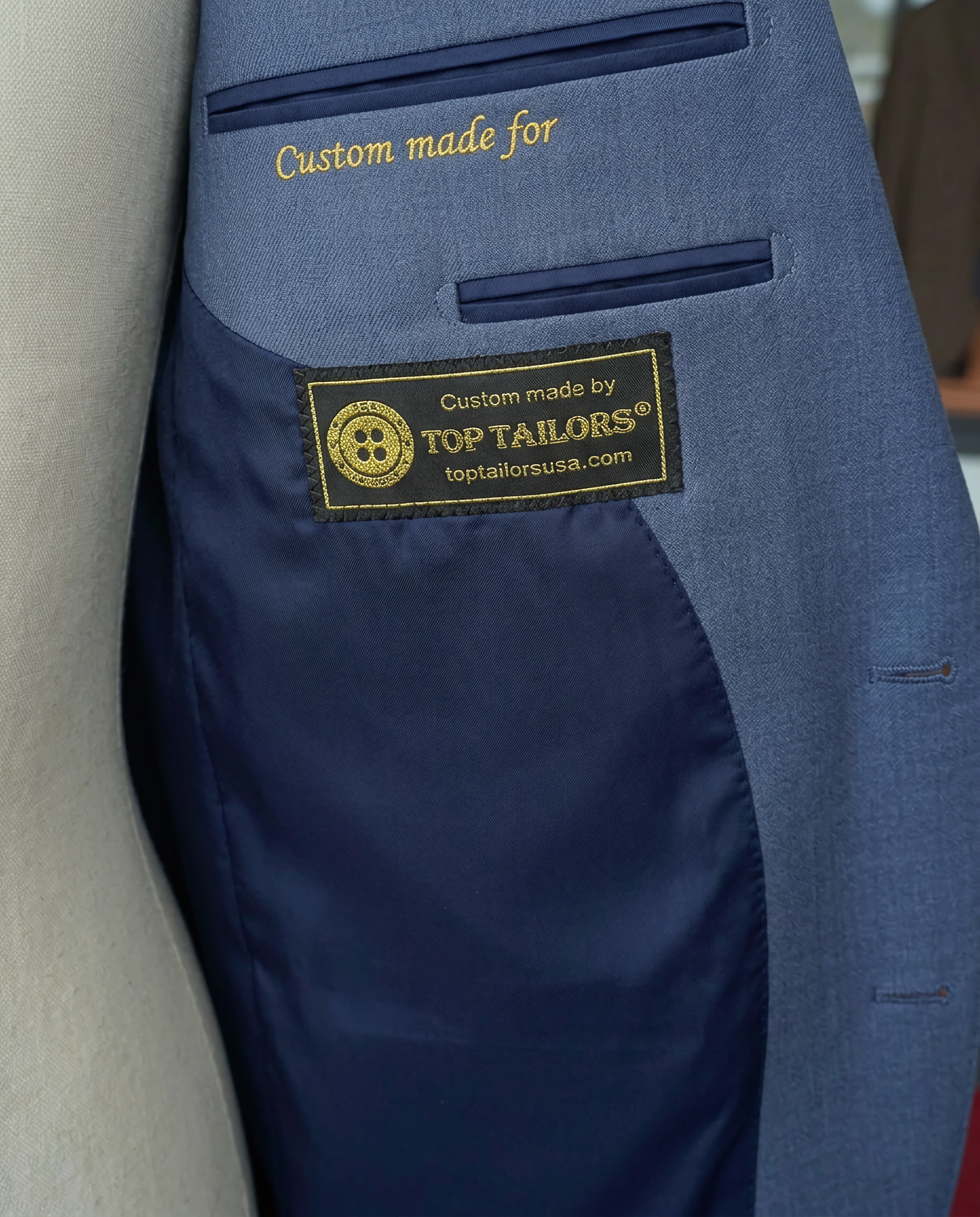 Custom-made L-egance Suits - Custom-made Blue Notch Lapel Men's Two Piece Slim Fit Suit