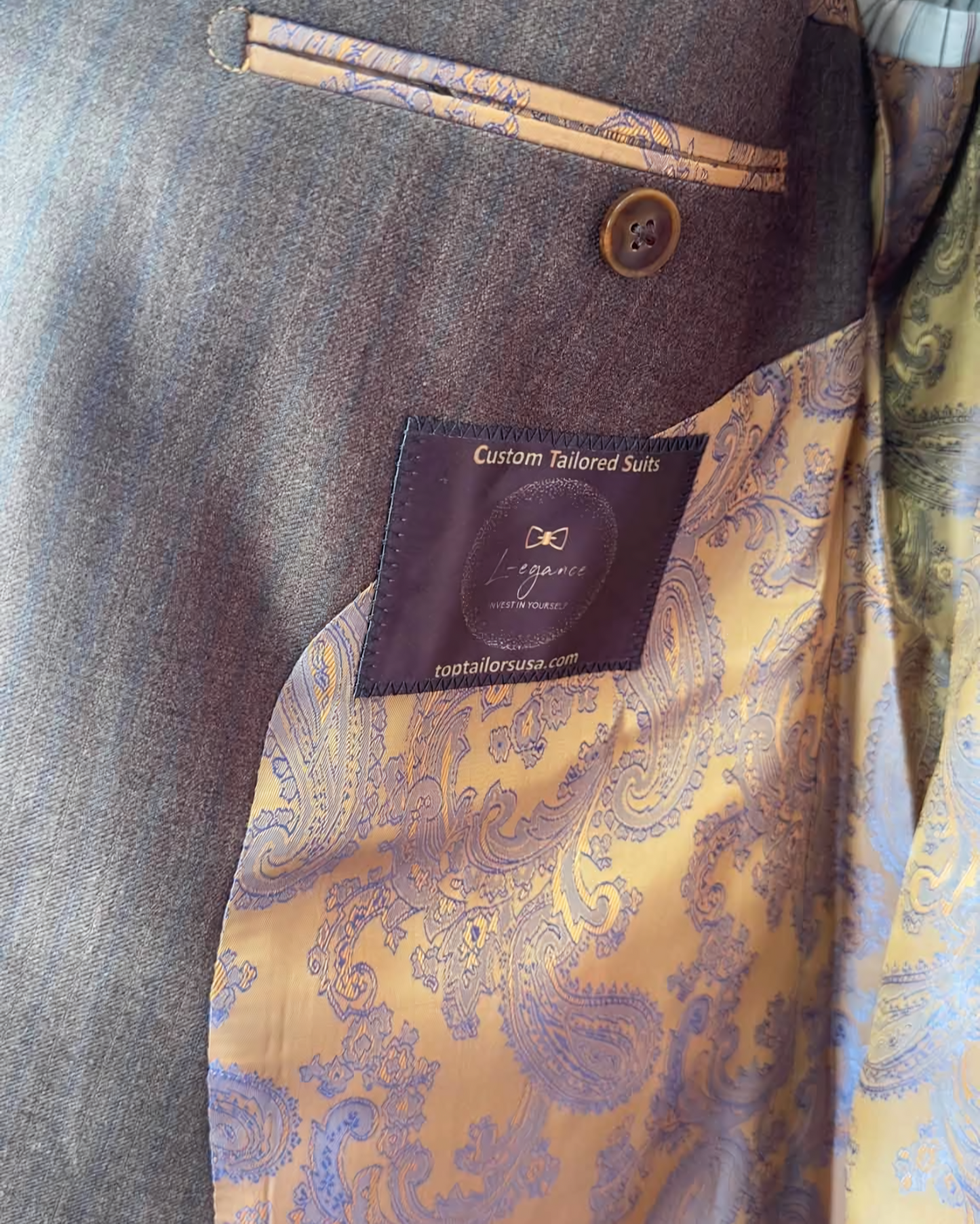 Custom-made L-egance Suits - Custom-made Brown Notch Lapel Men's Two Piece Slim Fit Suit