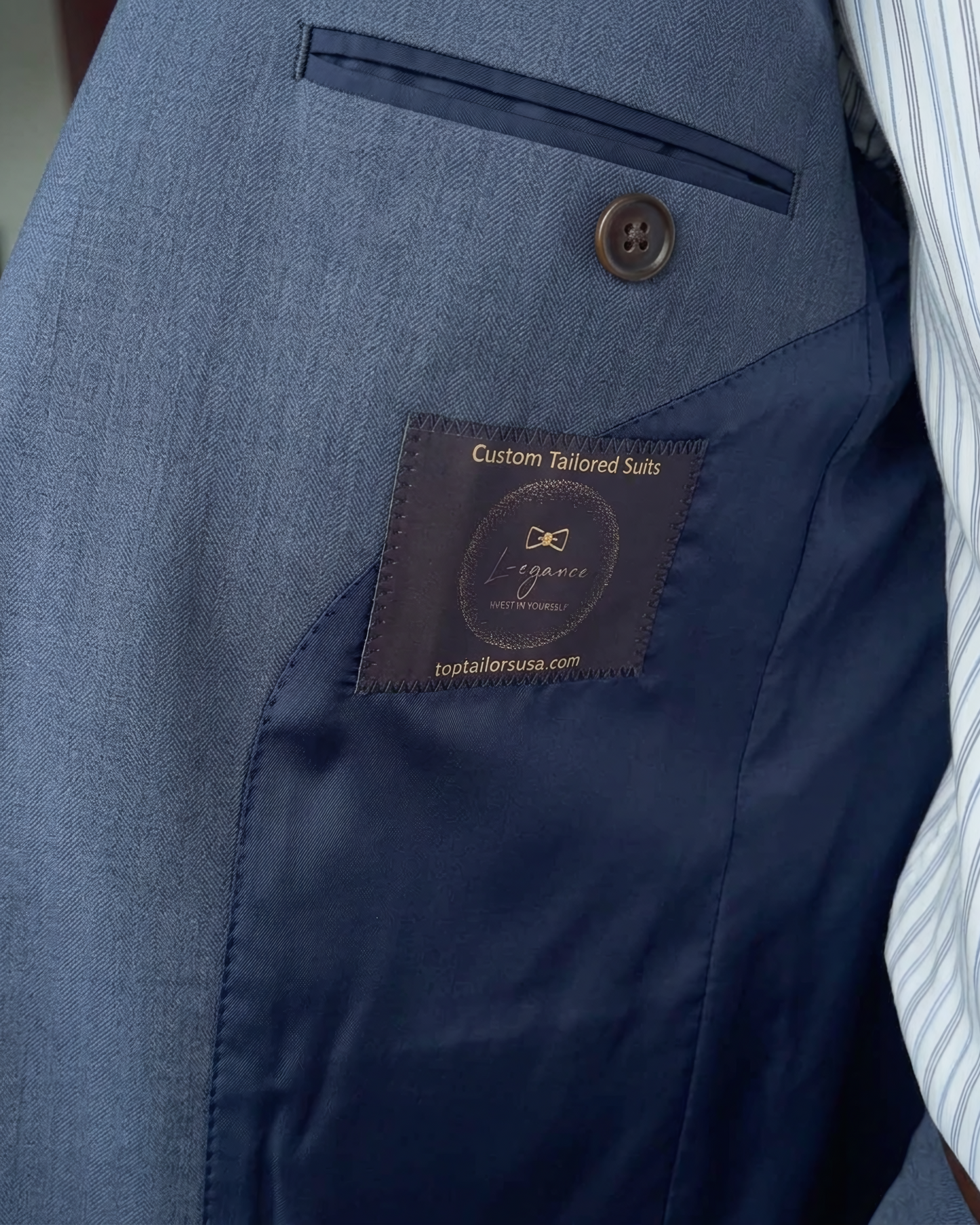 Custom-made L-egance Suits - Custom-made Blue Notch Lapel Men's Two Piece Slim Fit Suit