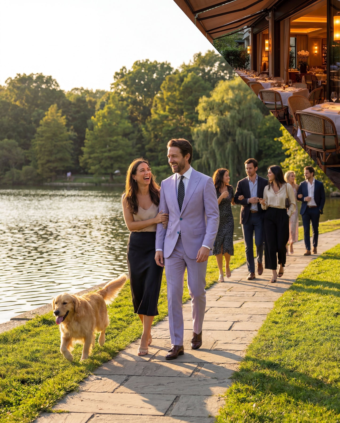 Custom-made Stellanos Muted Violet-Blue Groomsmen Wedding Suits - Custom-made Peak Lapel Men's Two Piece Slim Fit Suit