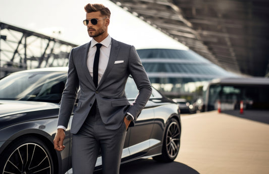 L-egance Grey Groomsmen Wedding Suits - Peak Lapel Men's Two Piece Slim Fit Suit
