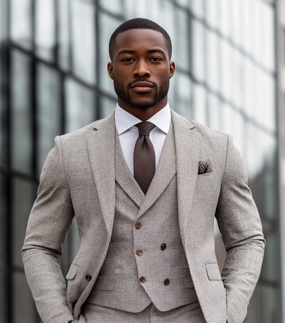 Custom-made L-egance Charcoal Groomsmen Wedding Suits and Shirts Combo - Custom-made Notch Lapel Men's Three Piece Slim Fit Suit and a Shirt