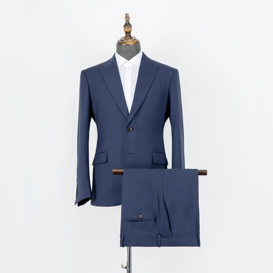 L-egance Blue Groomsmen Wedding Suits - Peak Lapel Men's Two Piece Slim Fit Suit