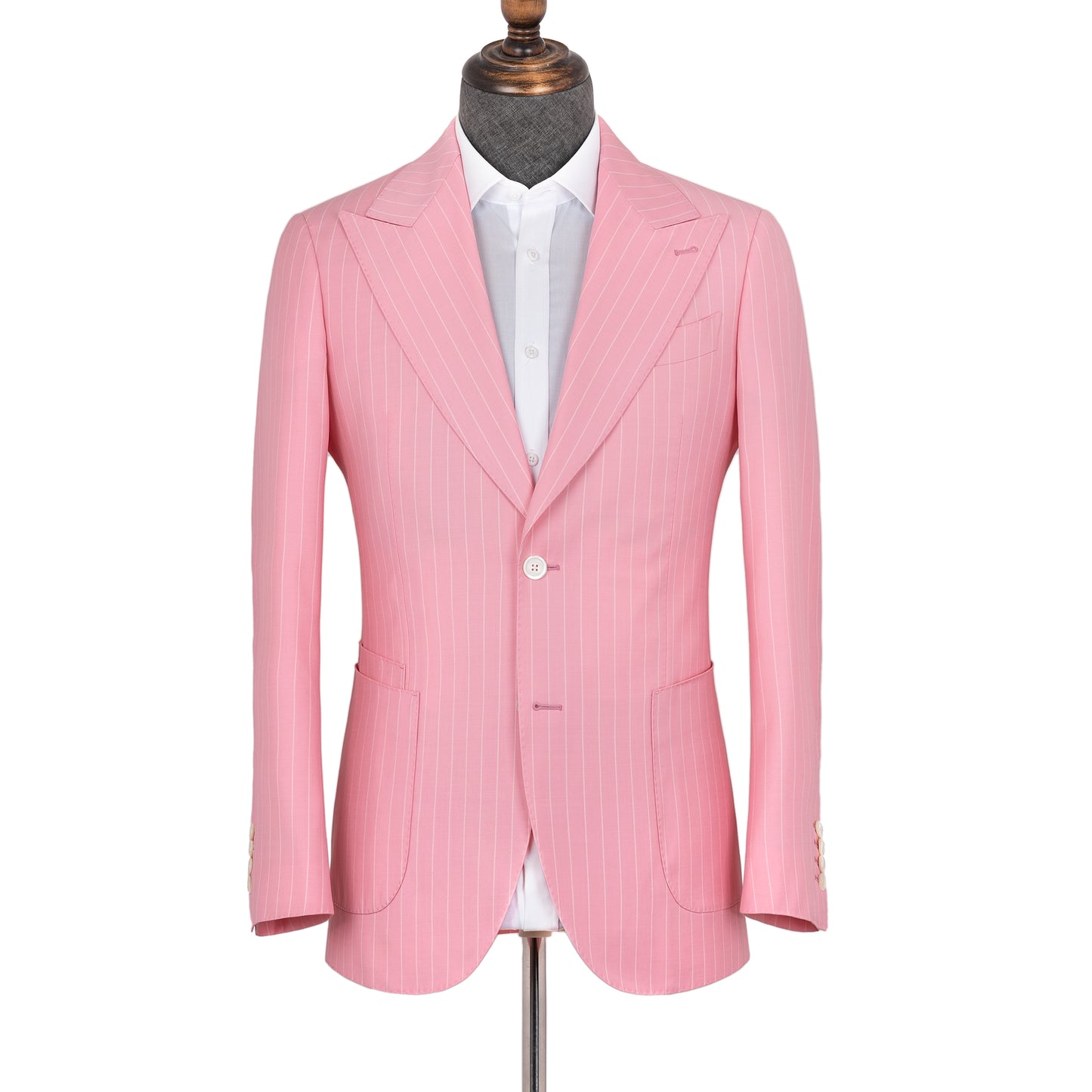 Prestige - 5 Pink Striped  Suit - Wide Peak Lapel Men's Two Piece Slim Fit Suit