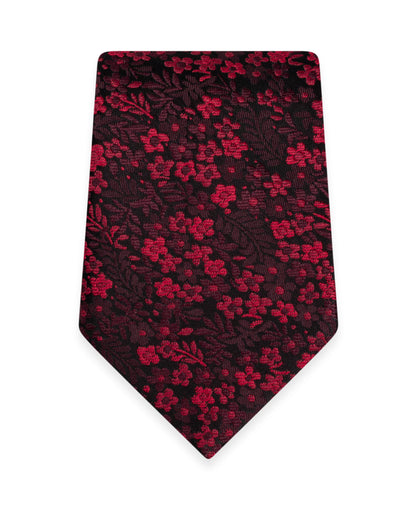 Floral Apple Red Self-Tie Windsor Tie NWFAR
