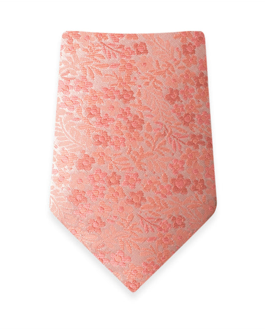 Floral Dark Coral Self-Tie Windsor Tie NWFDC