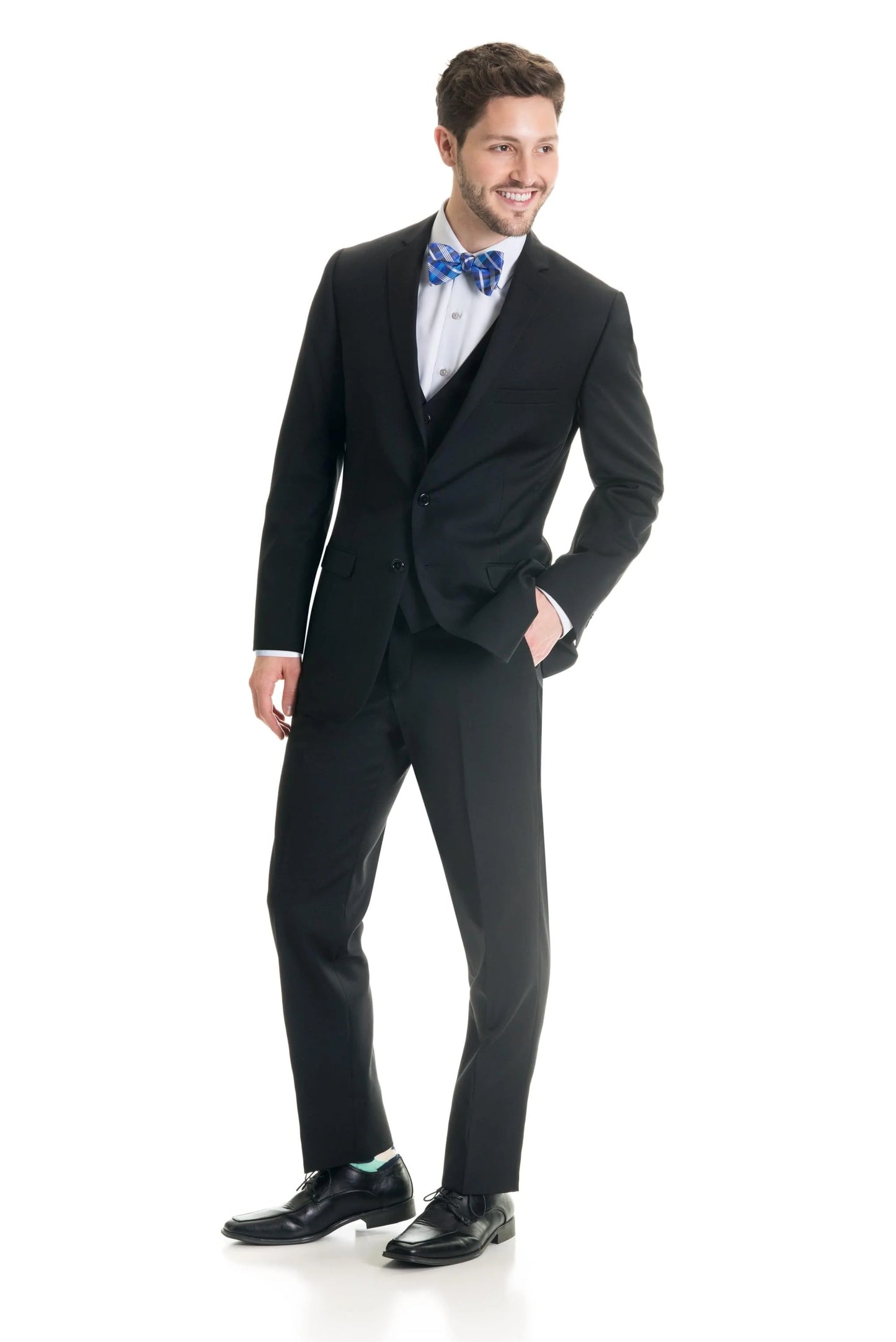 Jackson James Gold - Black Slim Fit Suit Pants - Super 120's