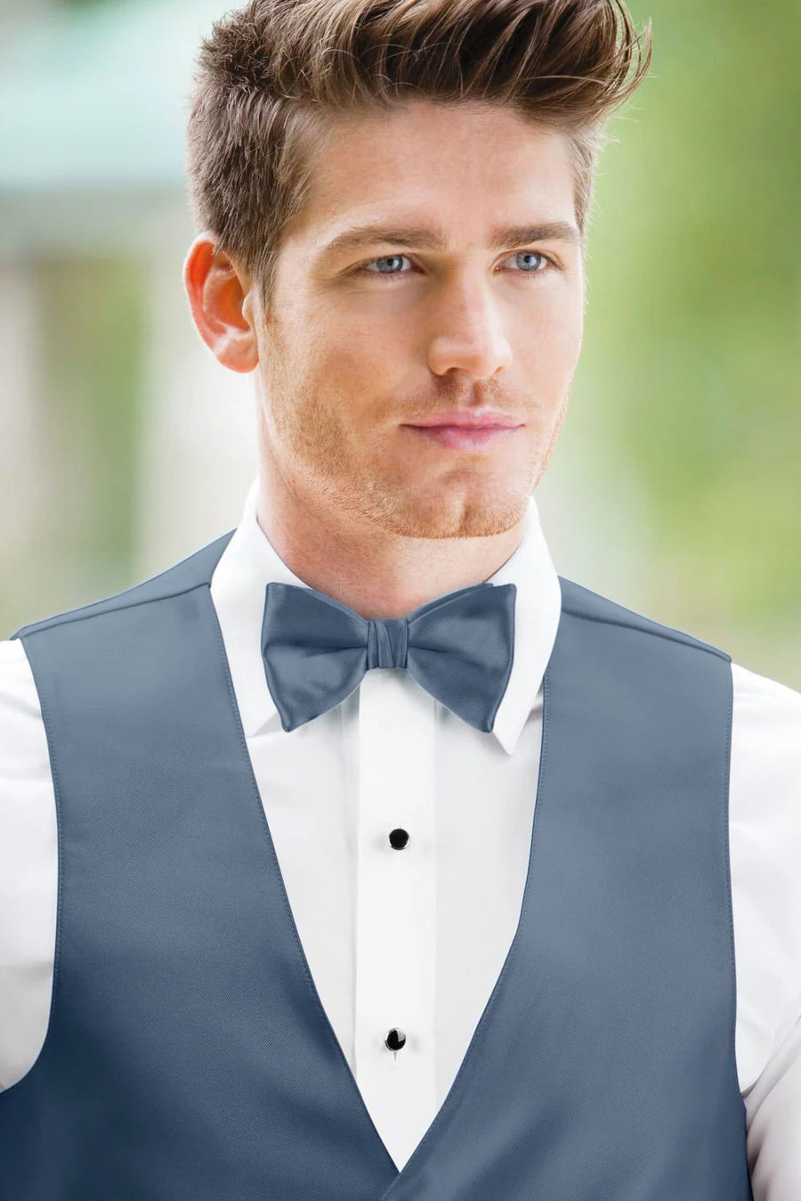 Solid Slate Blue Bow Tie