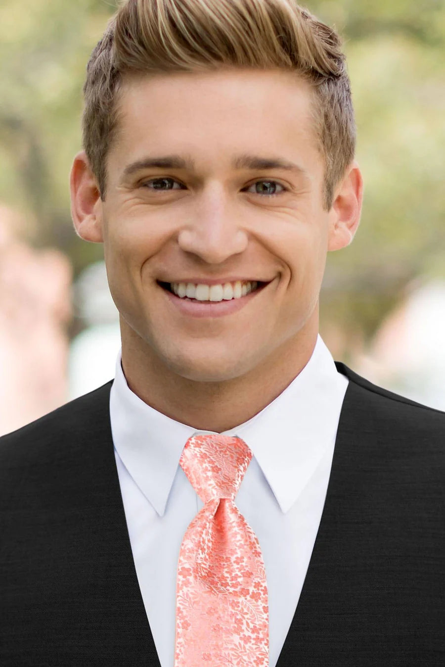Floral Dark Coral Self-Tie Windsor Tie NWFDC