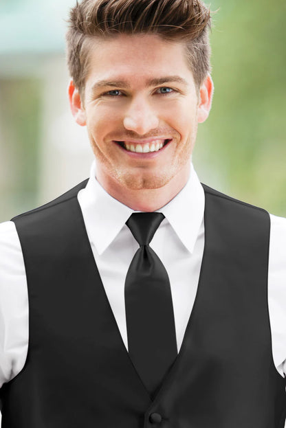 Solid Black Self-Tie Windsor Tie NWWBL