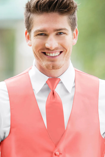 Solid Coral Self-Tie Windsor Tie NWWCO
